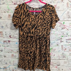 Obey Leopard Print Dress in Black and Brown